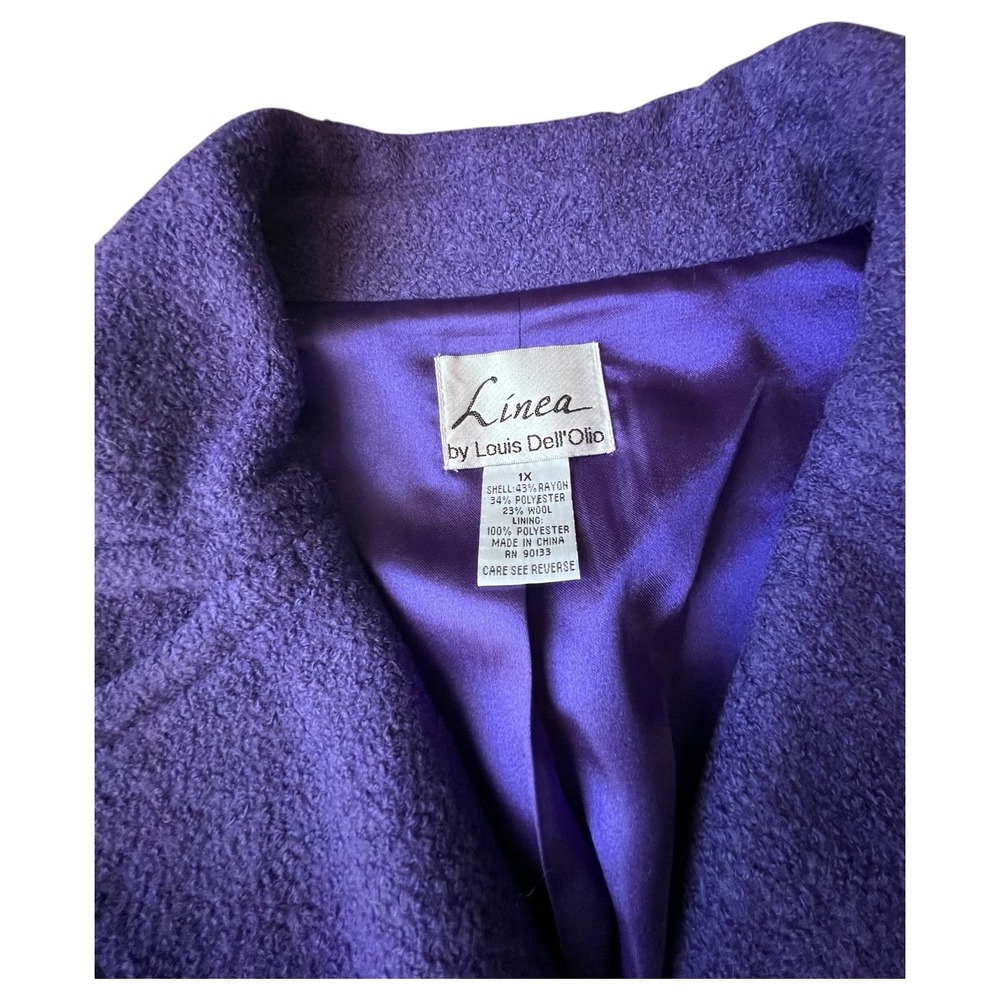 Linea by Louis Dell’Olio Purple Wool Blend Blazer‎ Career Office Plus Size 1X - Picture 6 of 12